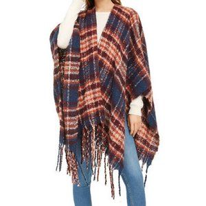 Charter Club Brushed Fringed Plaid Topper Wrap (951)